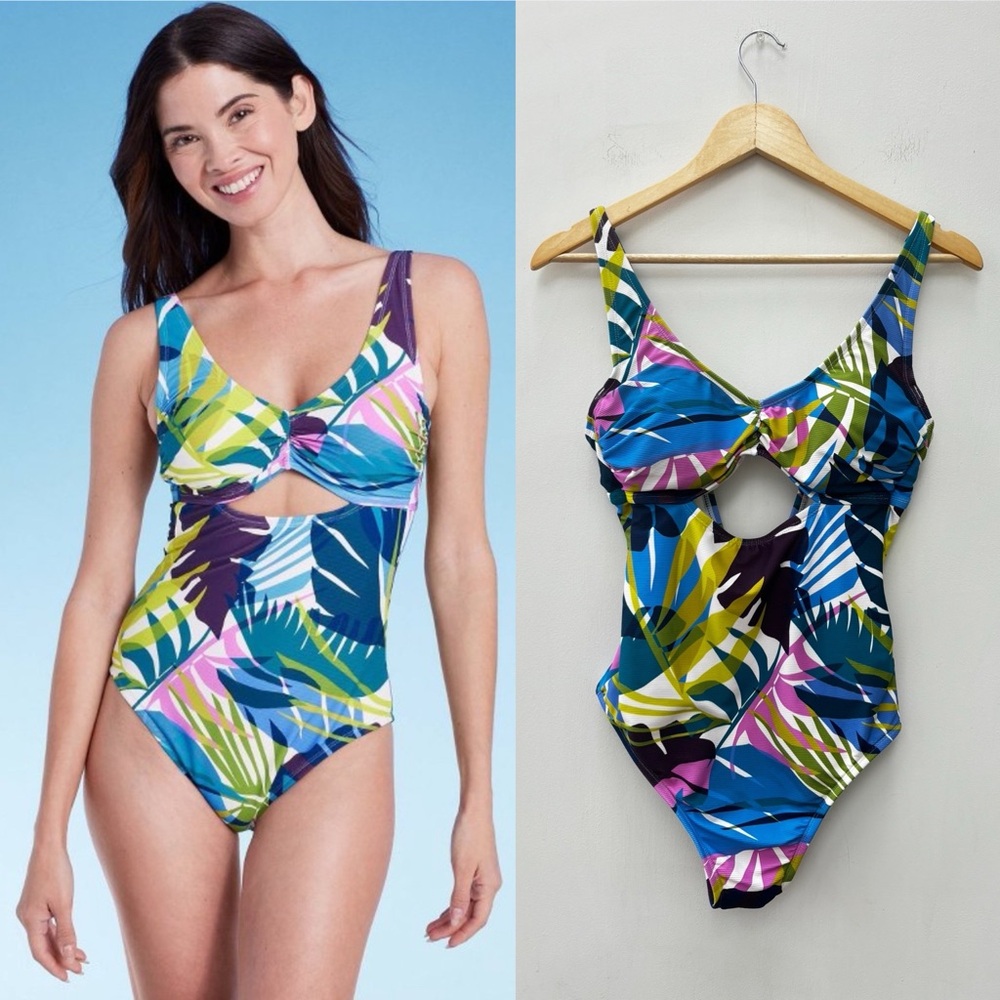 Shade & Shore Multicolor Tropical One Piece Swimsuit